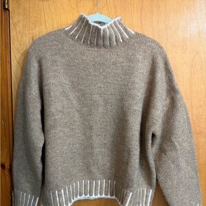 Cozy High-Neck Wool-Blend Sweater in Beige